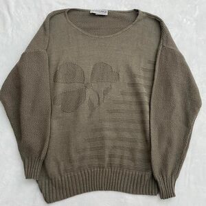 Beaucoup Clover Sweater Women's L/XL Lucky Knit Oversized Green Fall Chunky Vtg